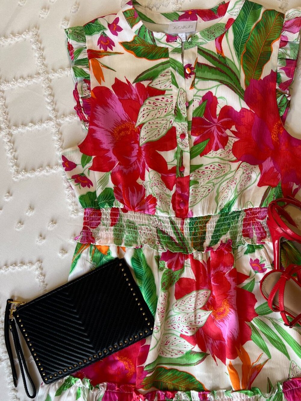 NEW Sugar Lips La Costa Tropics Merrick Sleeveless Button Front Mini SIZE M